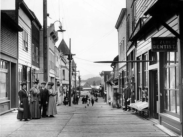 A developing town with a lot of saloons.