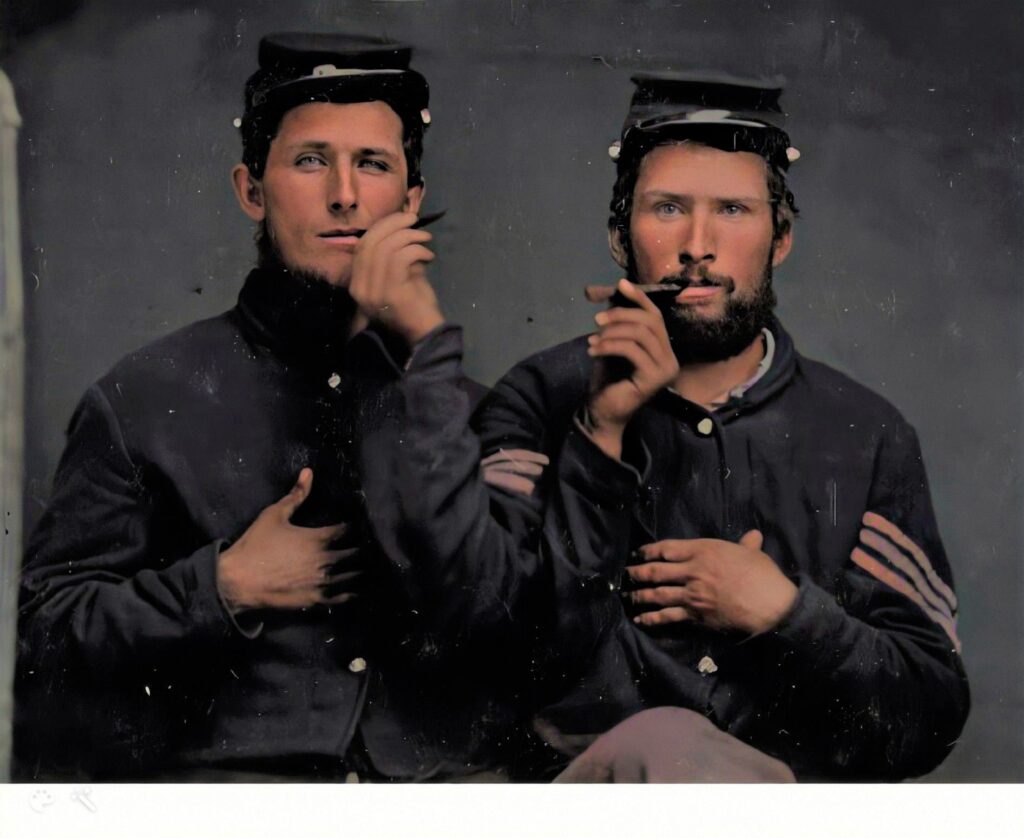 Soldiers enjoying cigar