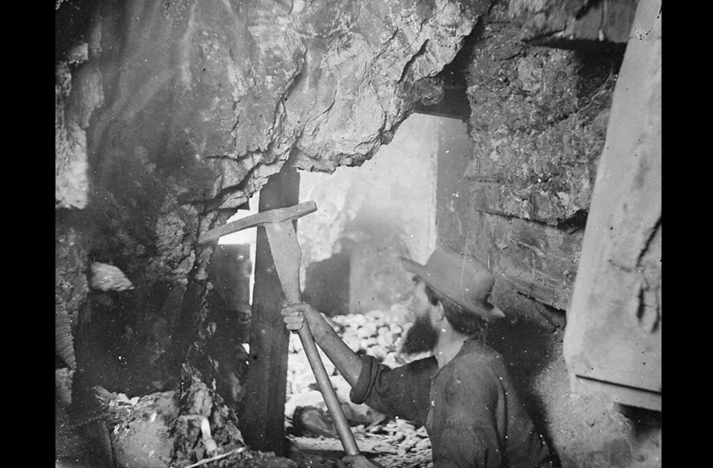 Miner inside a tunnel