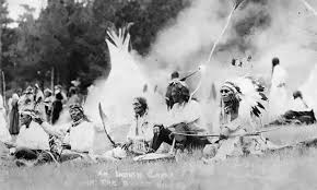 Sioux Tribe praying in the mountain